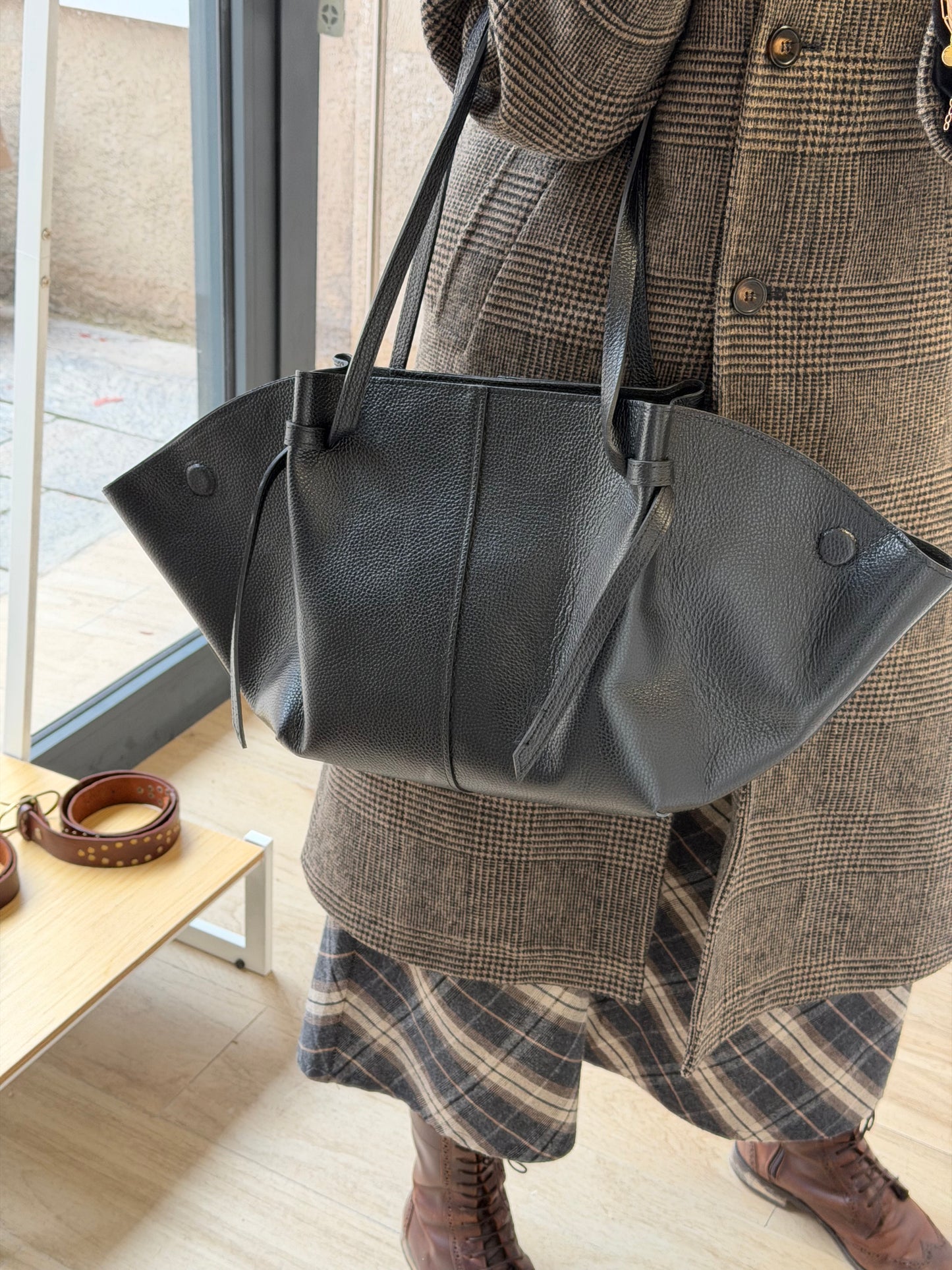 Bolso Shopper de Piel Negro