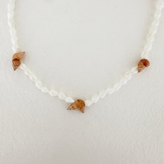 Collar Corto Caracolas Blancas y Marrones