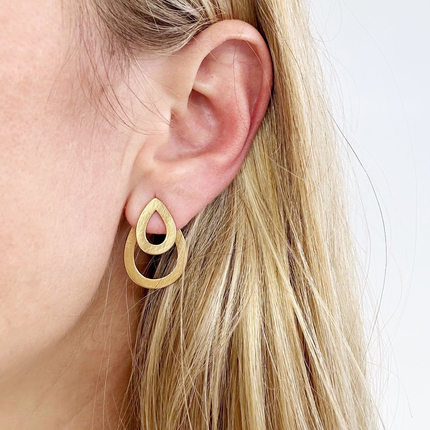 Pendientes Lágrimas 3 en 1 con Baño de Oro Mate