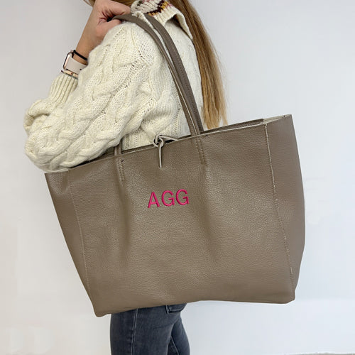 Bolso Shopping Topo de Piel Personalizado con Iniciales - MG Atelier
