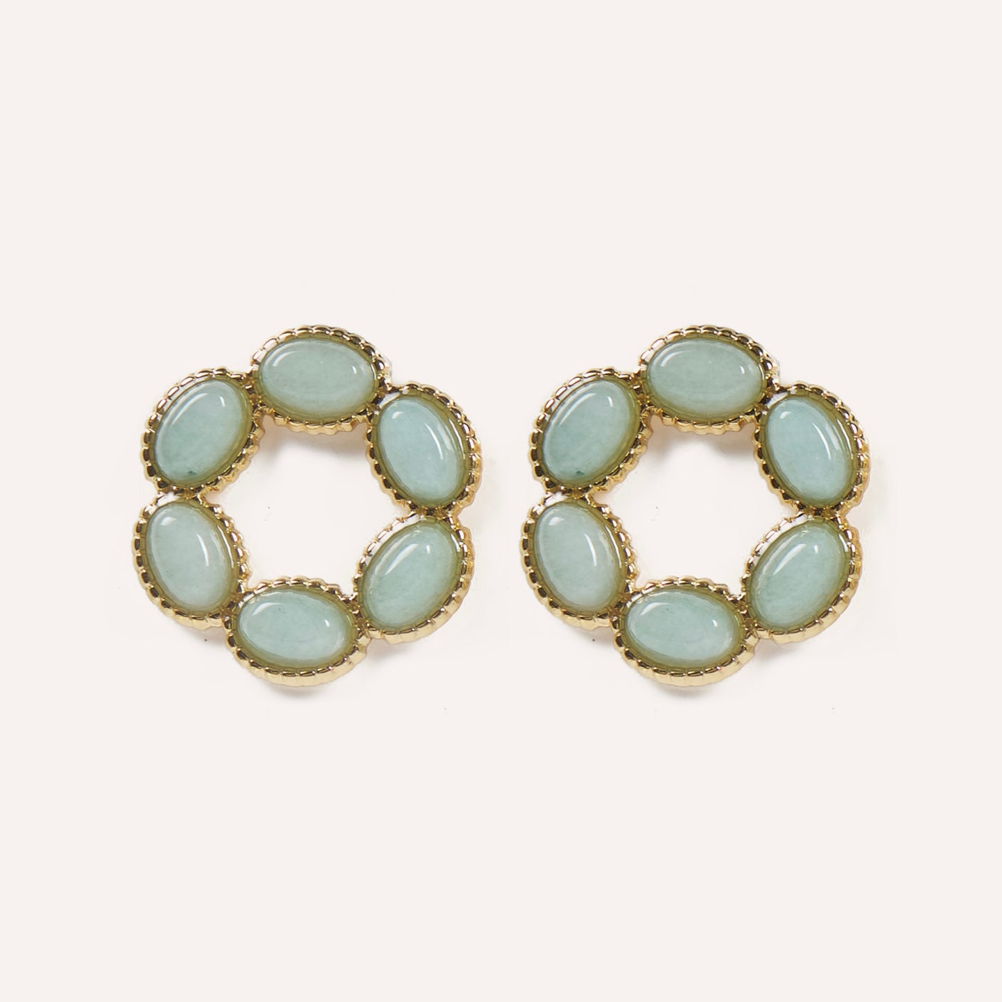 Pendientes Aro Plano con Piedras Verde Agua