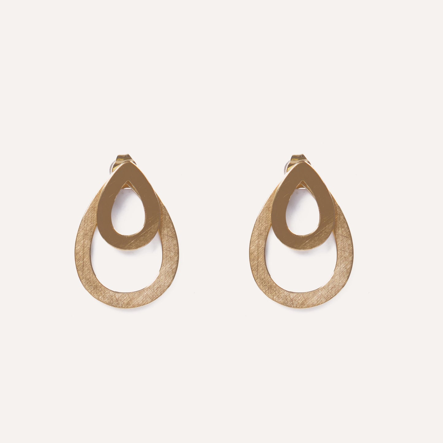 Pendientes Lágrimas 3 en 1 con Baño de Oro Mate