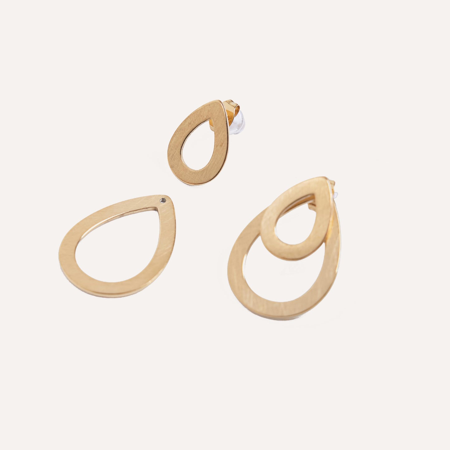 Pendientes Lágrimas 3 en 1 con Baño de Oro Mate