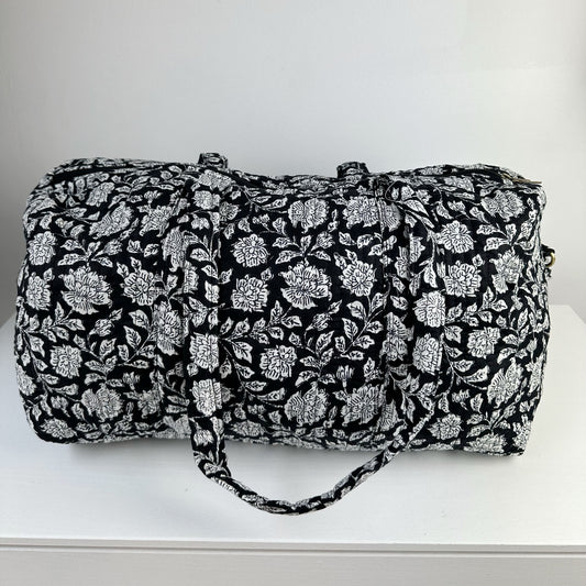 Bolsa de Fin de Semana Weekend Bag de Algodón Negro y Blanco