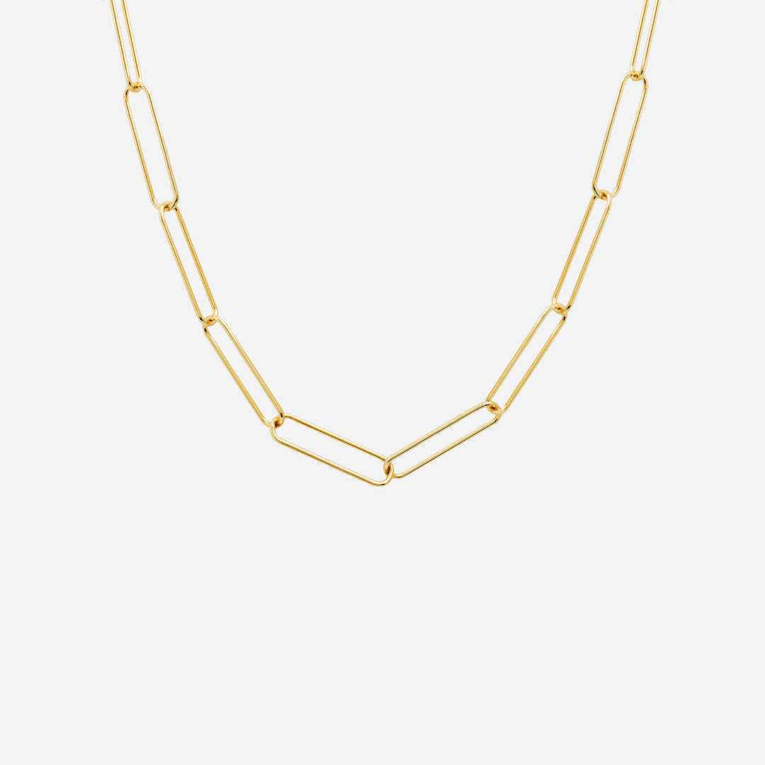 Collar con Cadena de Eslabón Extralargo con Baño de Oro
