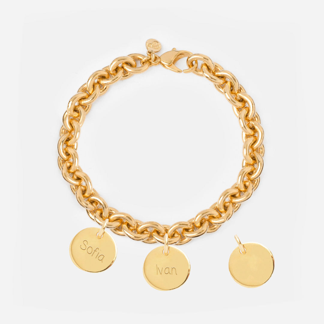 Añadir Medalla Mediana con Baño de Oro a Pulsera o Collar