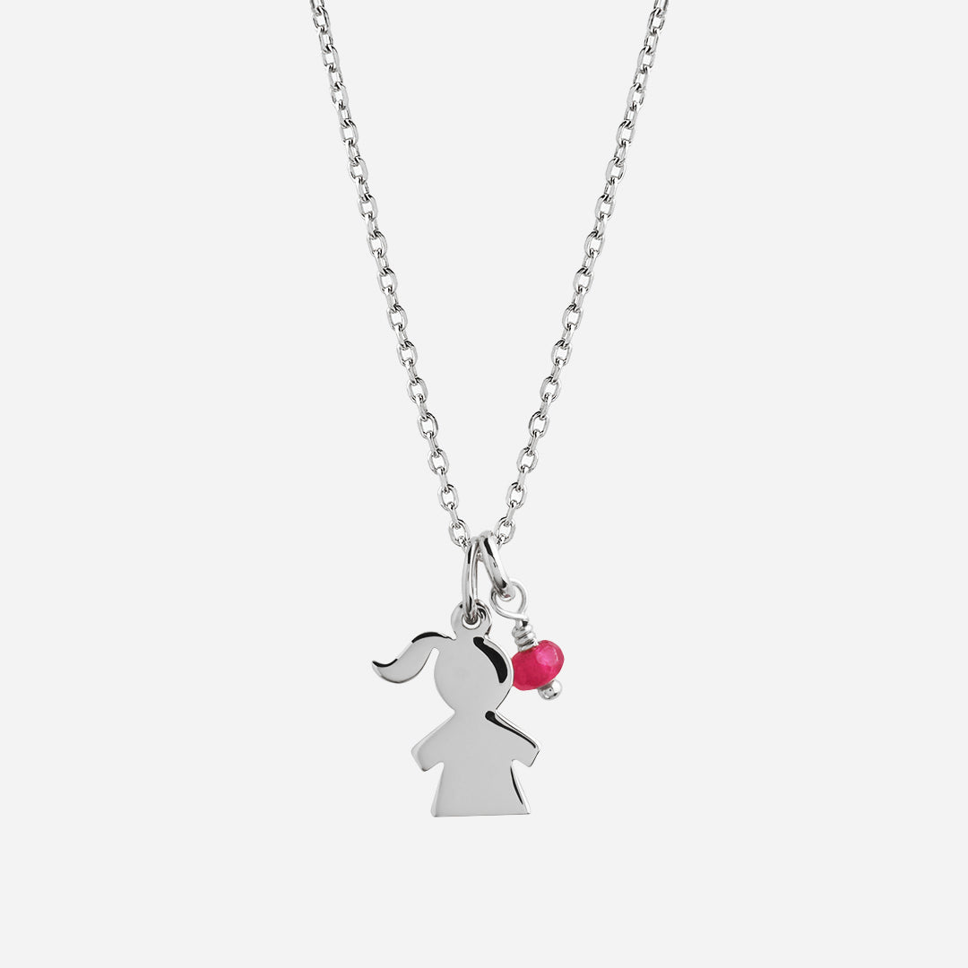 Collar con Colgante Niña de Plata Y Piedra