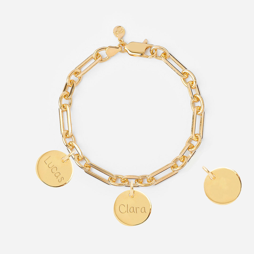 Añadir Medalla Mediana con Baño de Oro a Pulsera o Collar