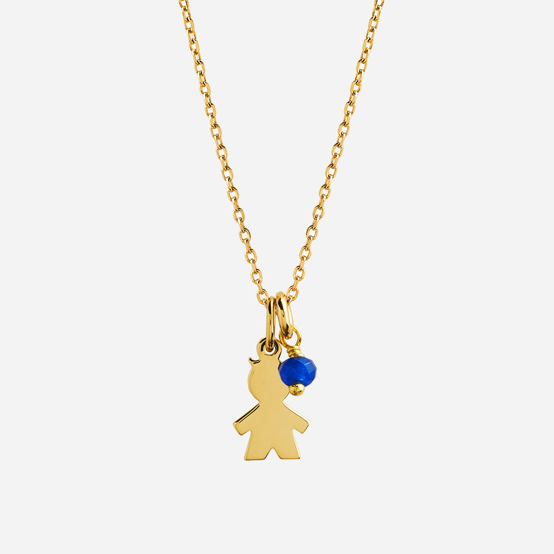 Collar con Colgante Niño con Baño de Oro Y Piedra