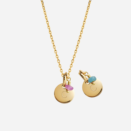 Añadir Medalla Pequeña con Baño de Oro y Piedra a Collar