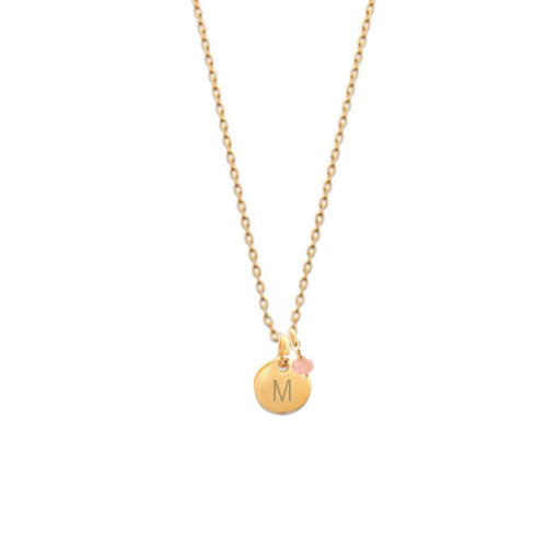 Collar Personalizado con Medalla Pequeña con Baño de Oro Y Piedra