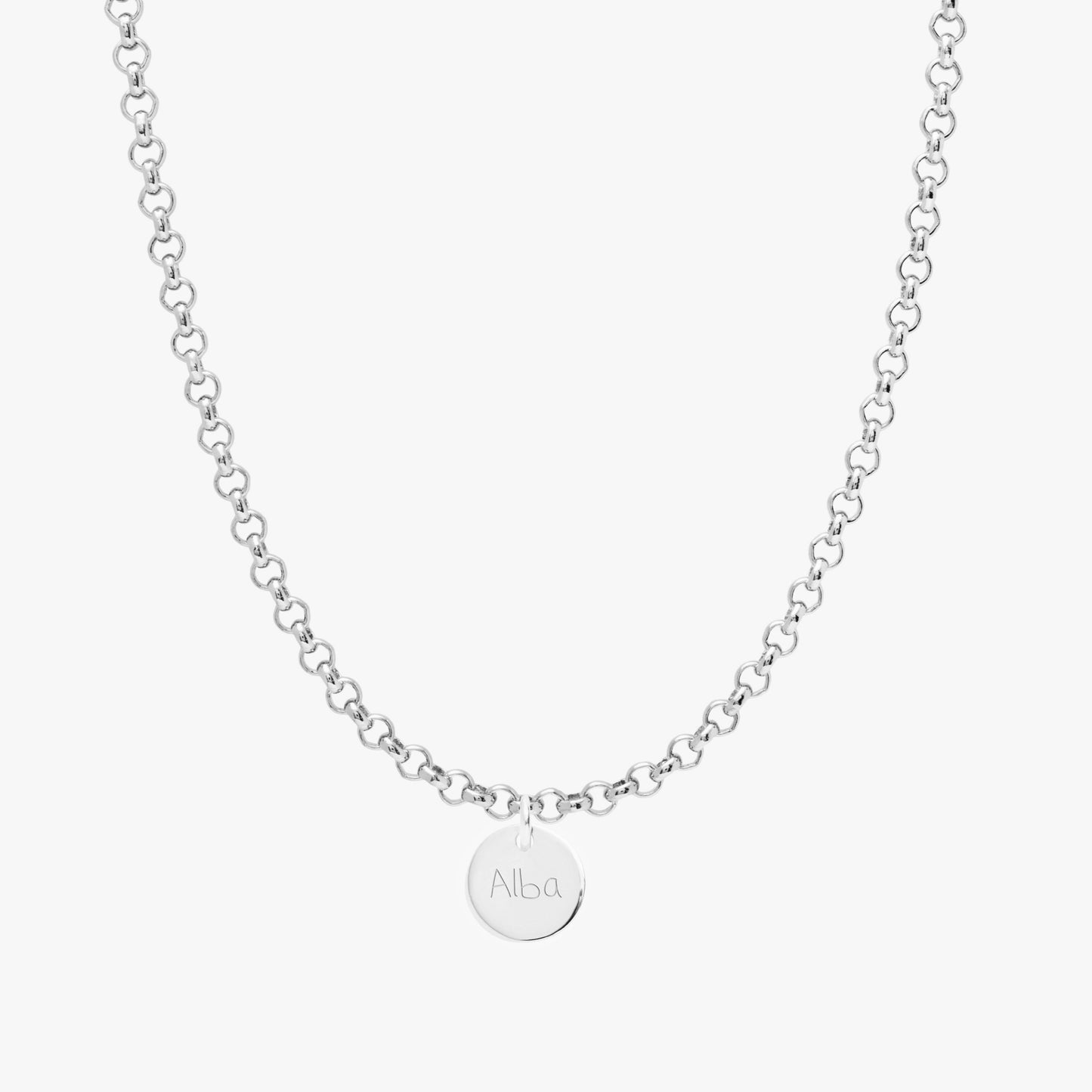 Collar Personalizado con Cadena Rolo de Plata y una medalla