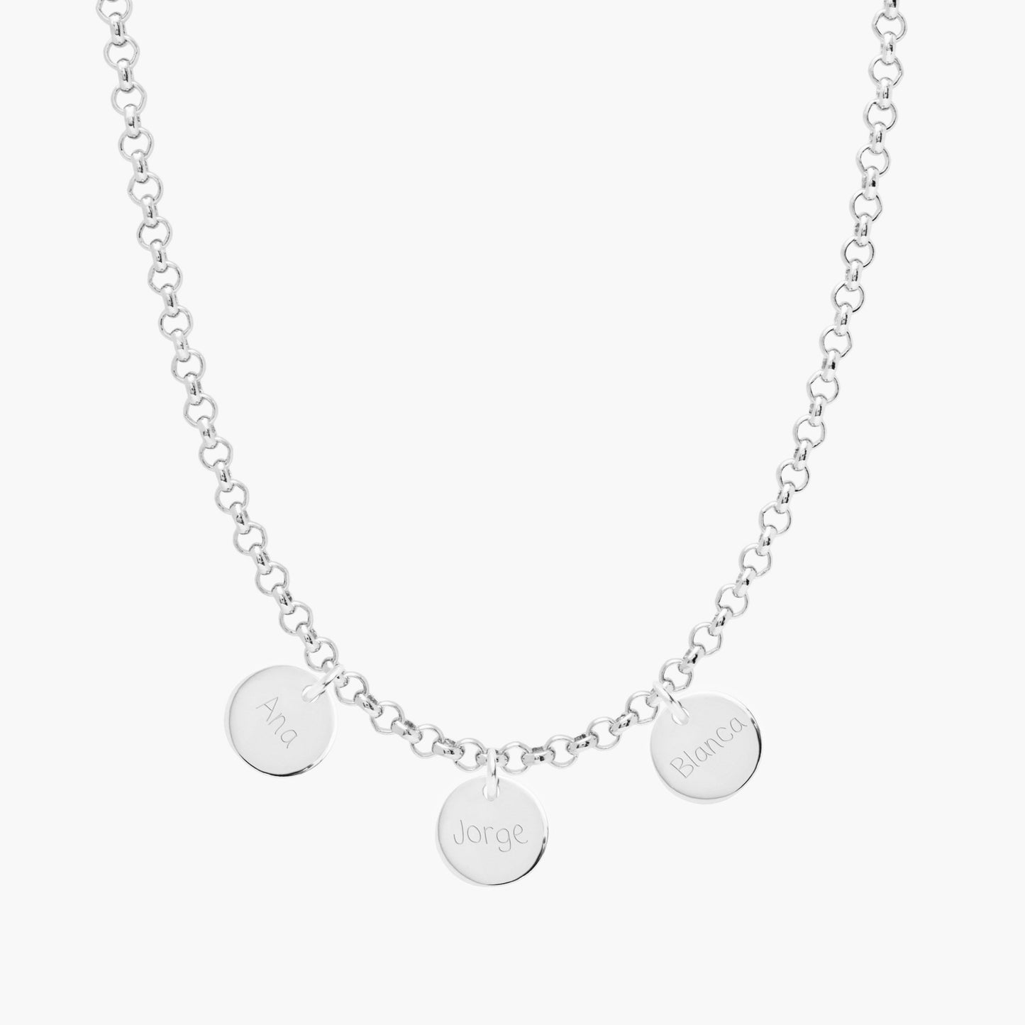 Collar Personalizado con Cadena Rolo de Plata y tres medallas