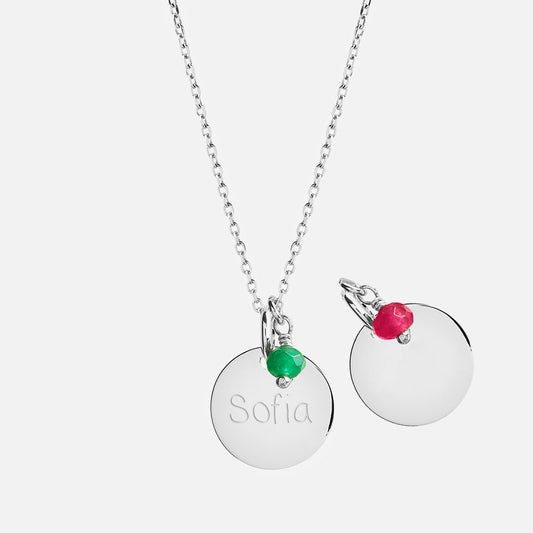 Añadir Medalla Mediana de Plata y Piedra a Collar