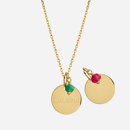 Añadir Medalla Mediana con Baño de Oro y Piedra a Collar