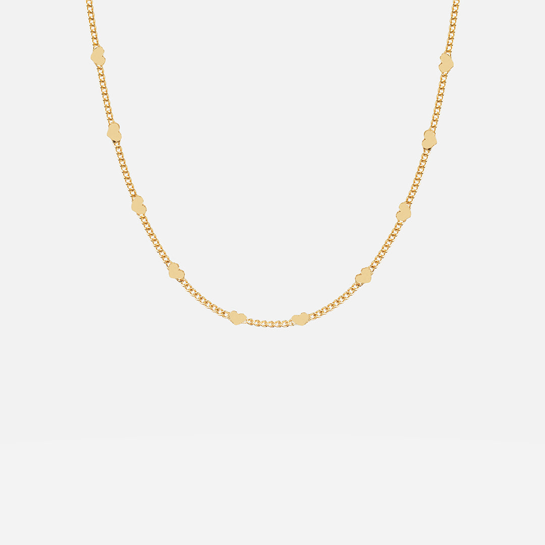 Collar Cadena con Mini corazones intercalados con Baño de Oro