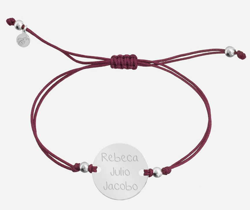 Pulsera Personalizada de Plata y Cordón con bolitas de plata