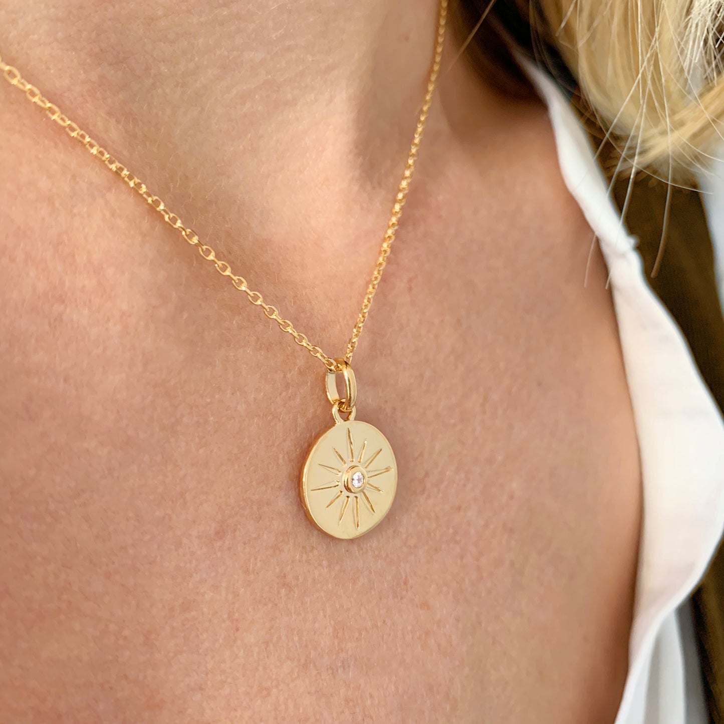 Collar Destello con Circonita con Baño de Oro