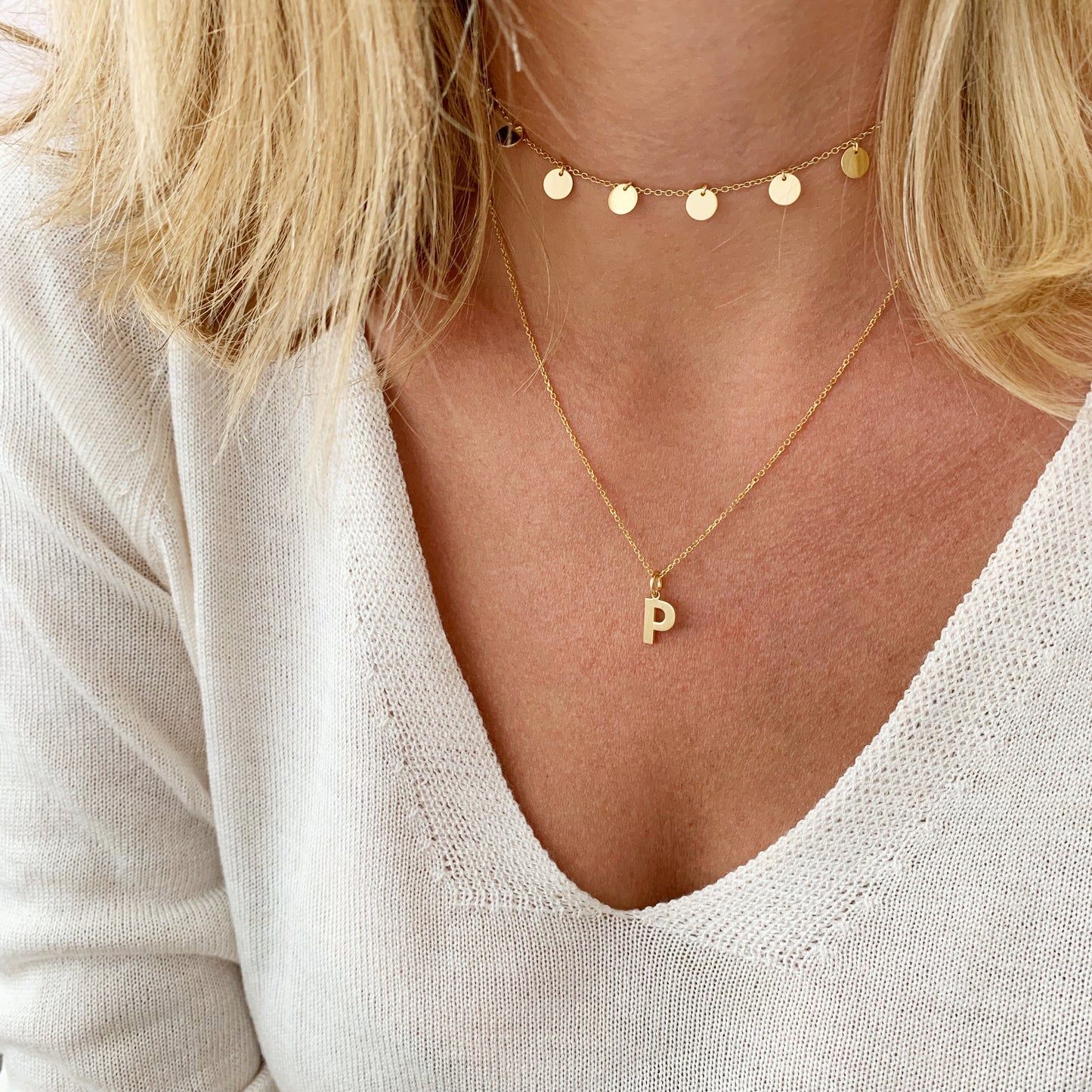 Collar personalizado con Colgante de Inicial de Plata con Baño de Oro