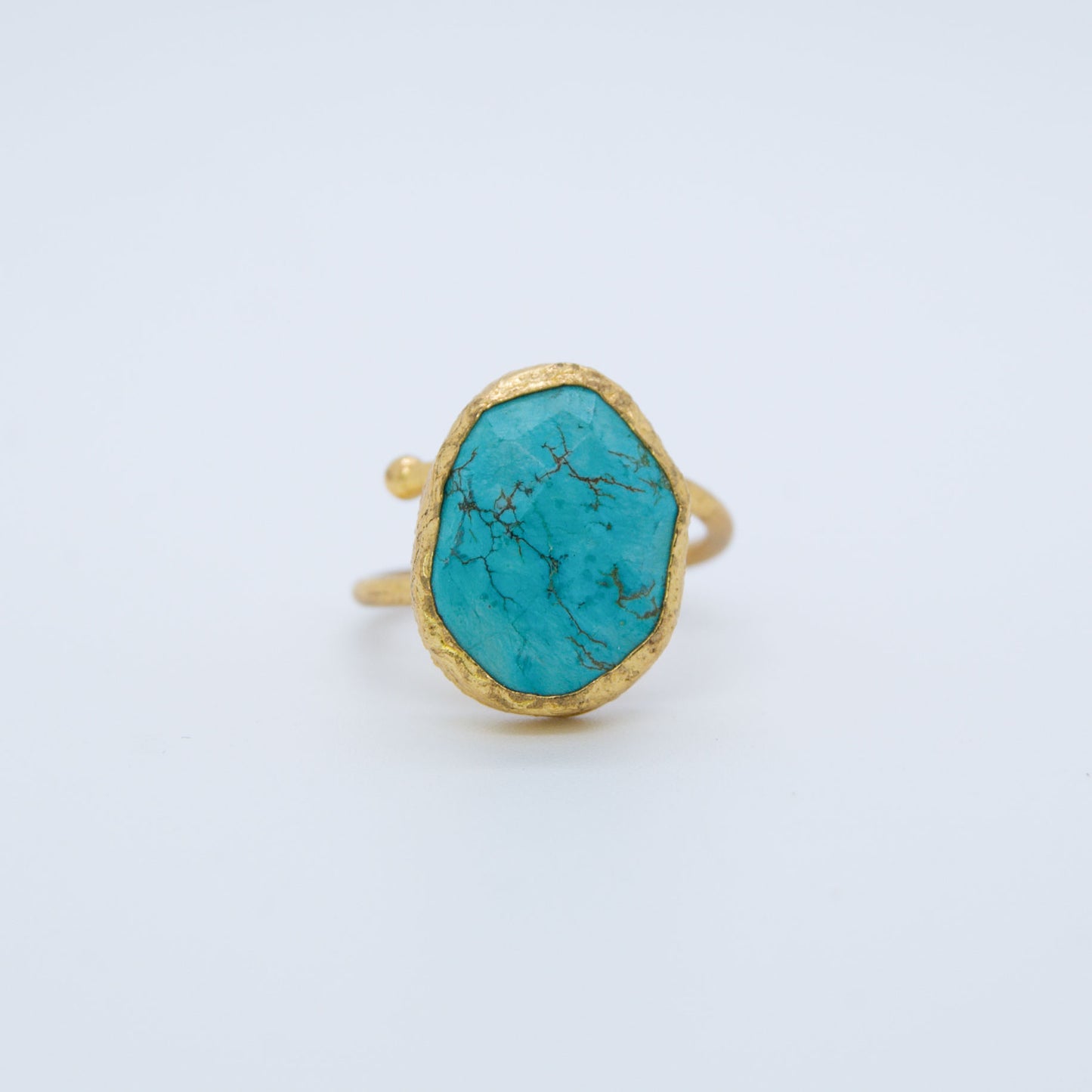 Anillo Ajustable Turquesa Bañado en Oro