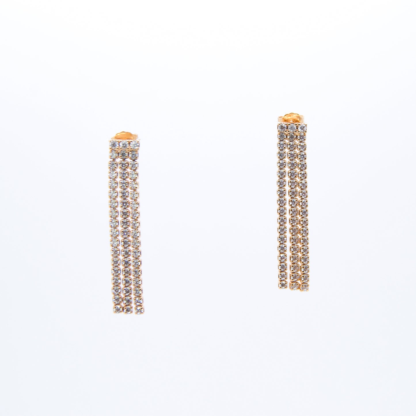 Pendientes Tiras de Circonitas con Baño de Oro