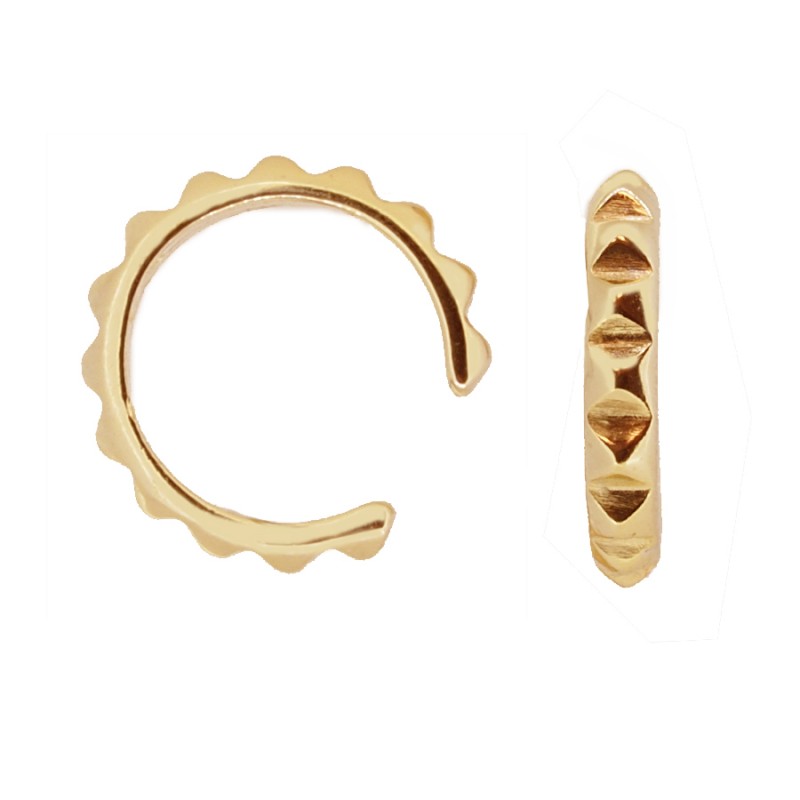 Pendiente Ear Cuff Aro tallado de Plata con Baño de Oro