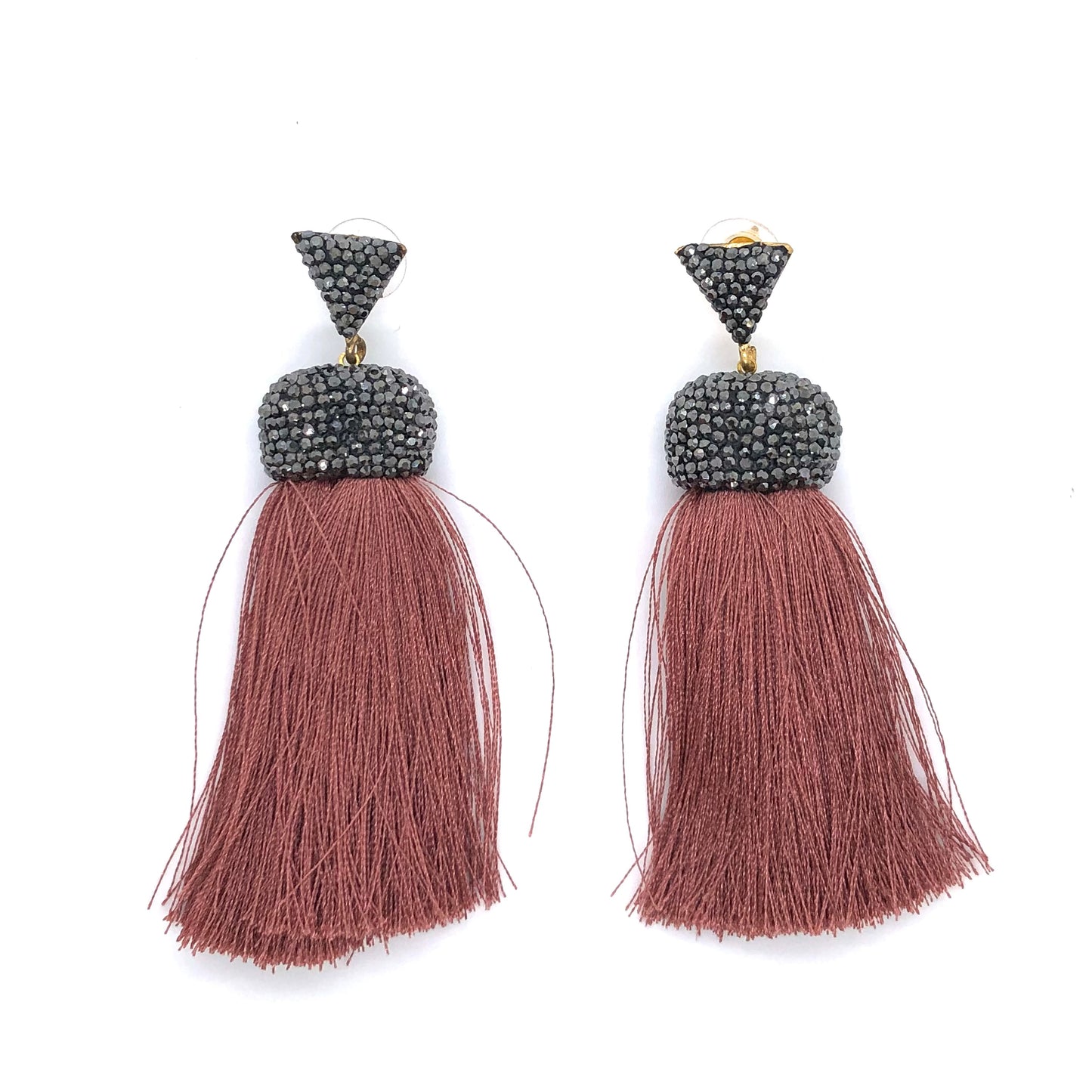 Pendientes de Flecos Rosas con Cristales Swarovski
