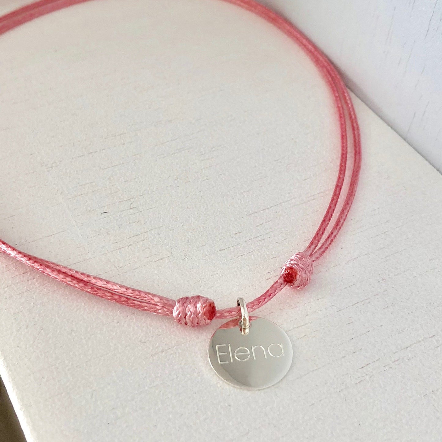 Collar Personalizado de Plata y Cordón para Niña