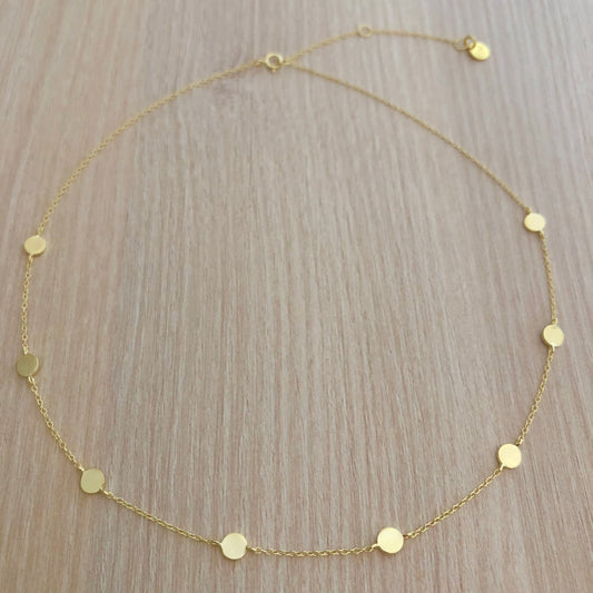 Collar con Chapitas Intercaladas de Plata con baño de Oro