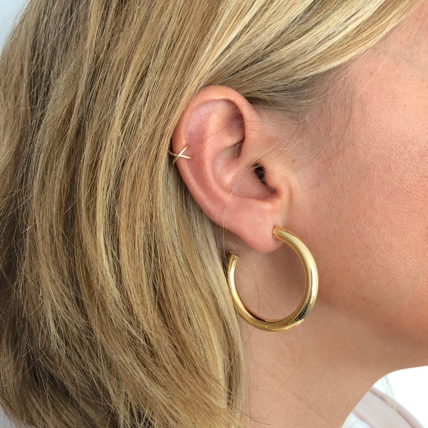 Pendientes Aro Grande grueso de Plata con Baño de Oro