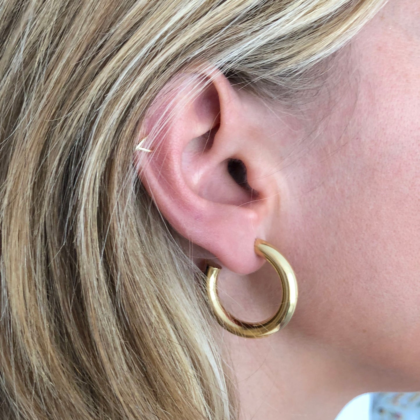 Pendientes Aro Mediano grueso de Plata con Baño de Oro