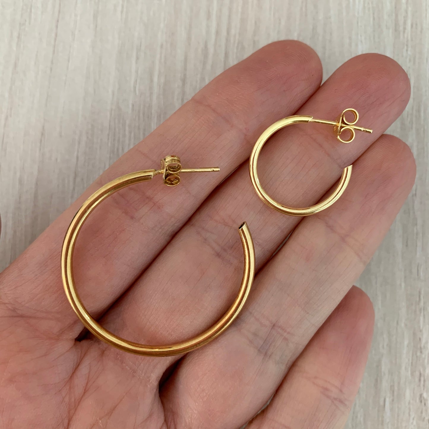 Pendientes Aro Grande Fino de Plata con Baño de Oro