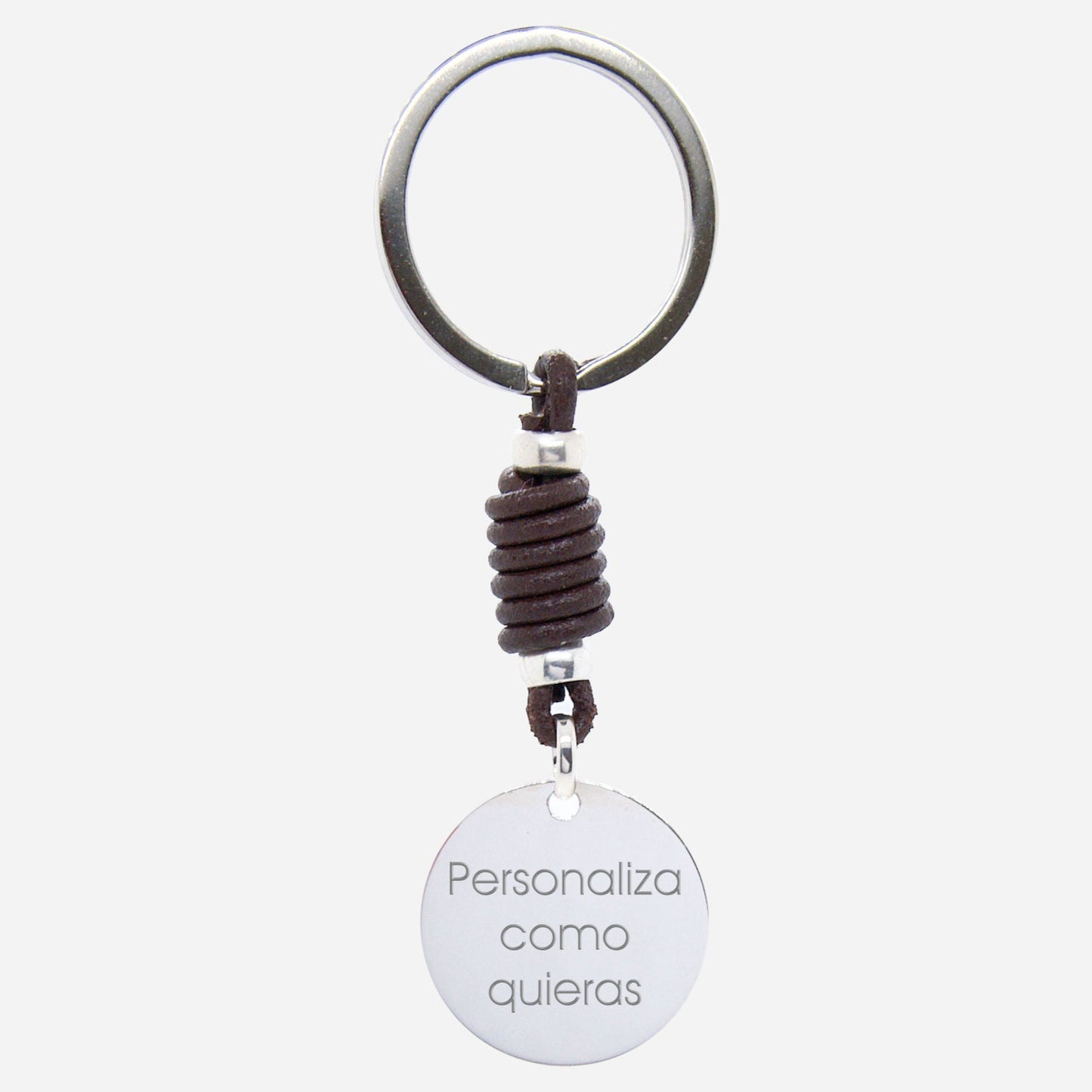 Llavero Personalizado de Plata y Cuero con grabado libre
