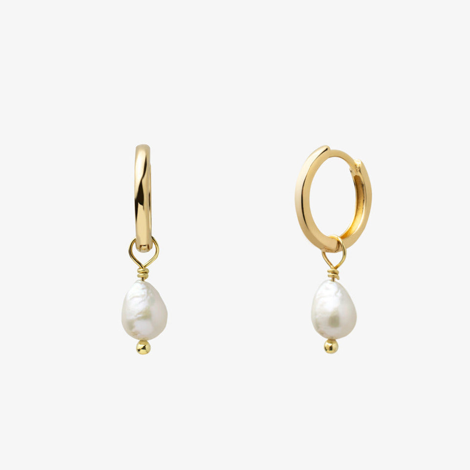 Pendientes Arito con Baño de Oro y Perla Pera