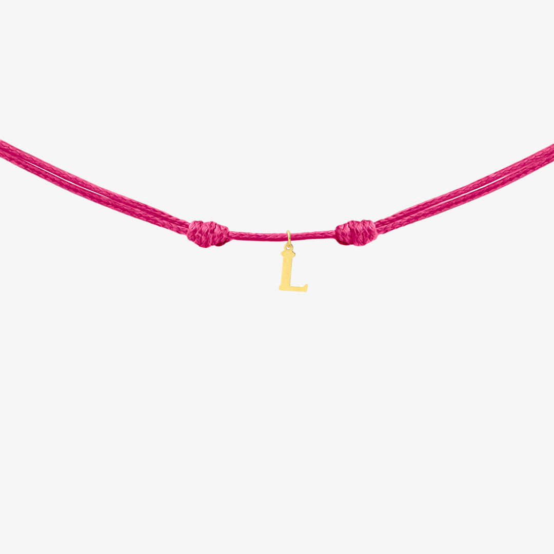 Collar con Inicial con Baño de Oro y Cordón para Niña