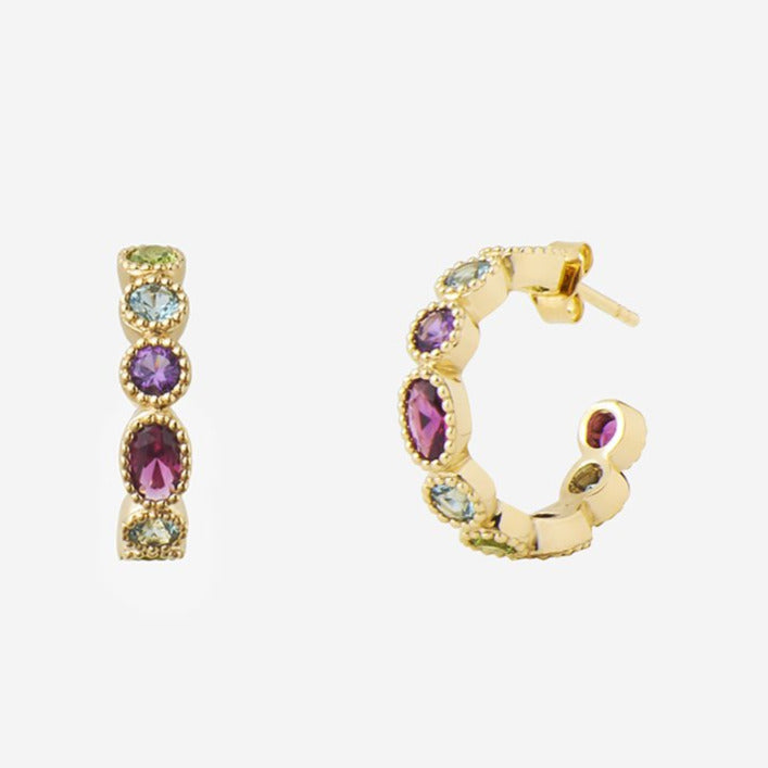 Pendientes con Circonitas de Colores con Baño de Oro