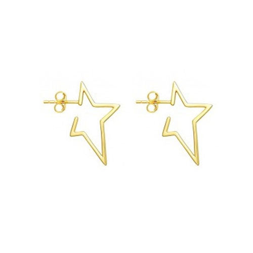 Pendientes Aro con forma de Estrella de Plata con Baño de Oro