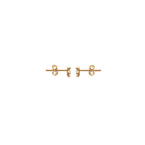 Pendiente Mini Flor con Baño de Oro y Circonitas Blancas (Unidad)