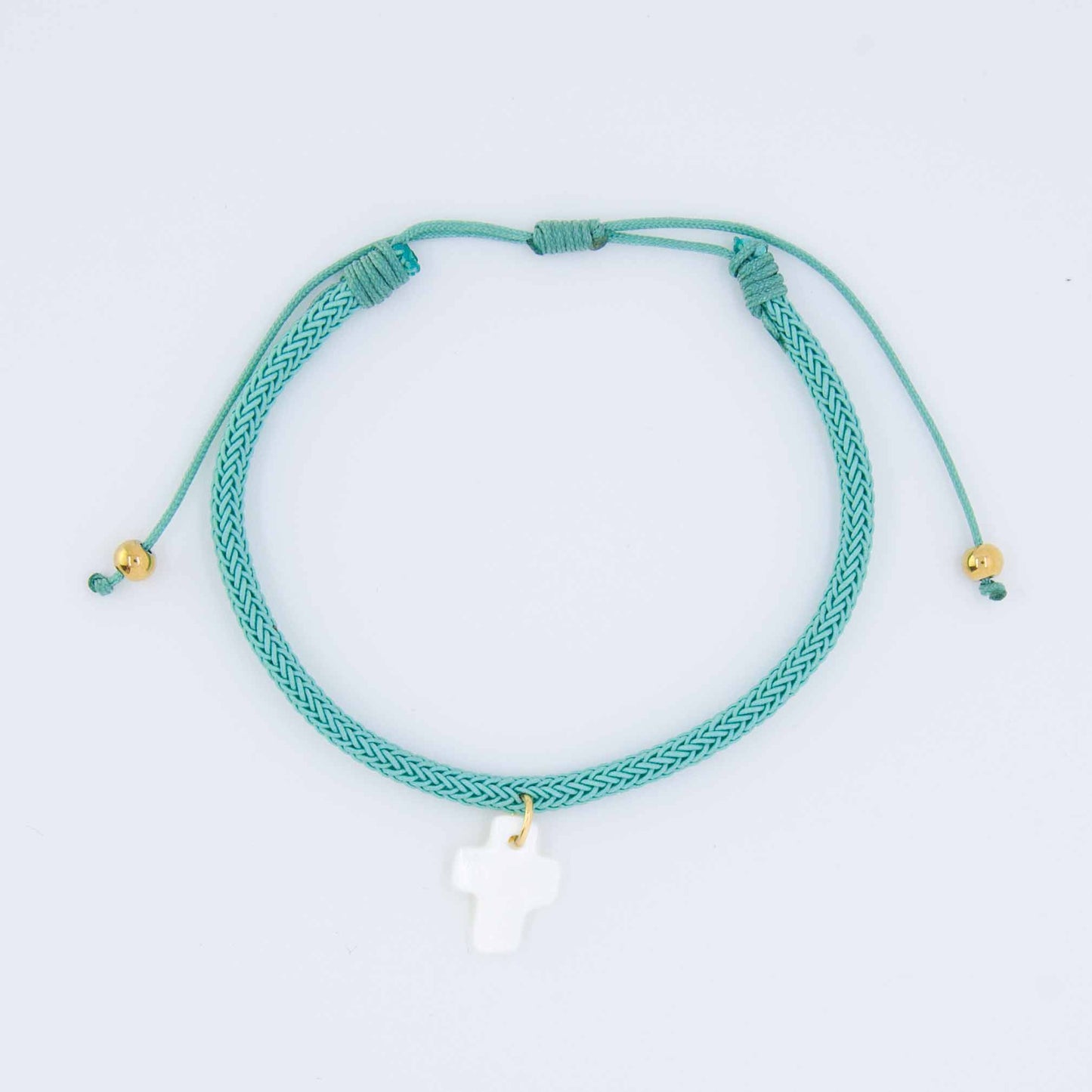Pulsera Cruz de Nácar y Cordón