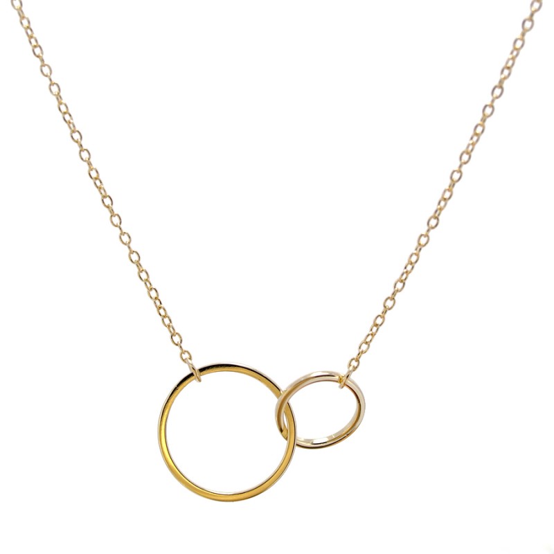 Collar Dos Aros de Plata con Baño de Oro