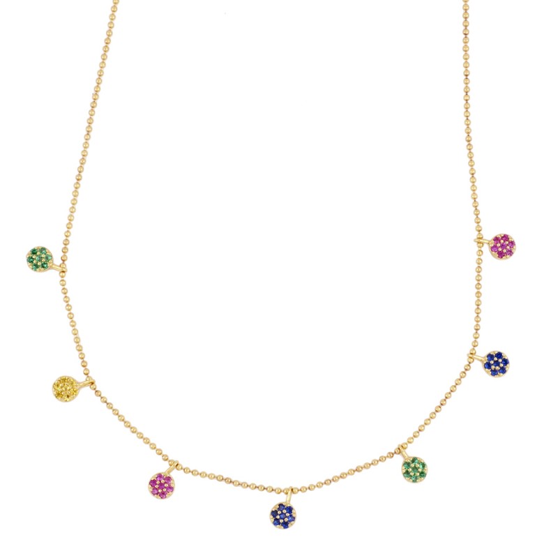 Collar con Chapitas de Circonitas de Colores
