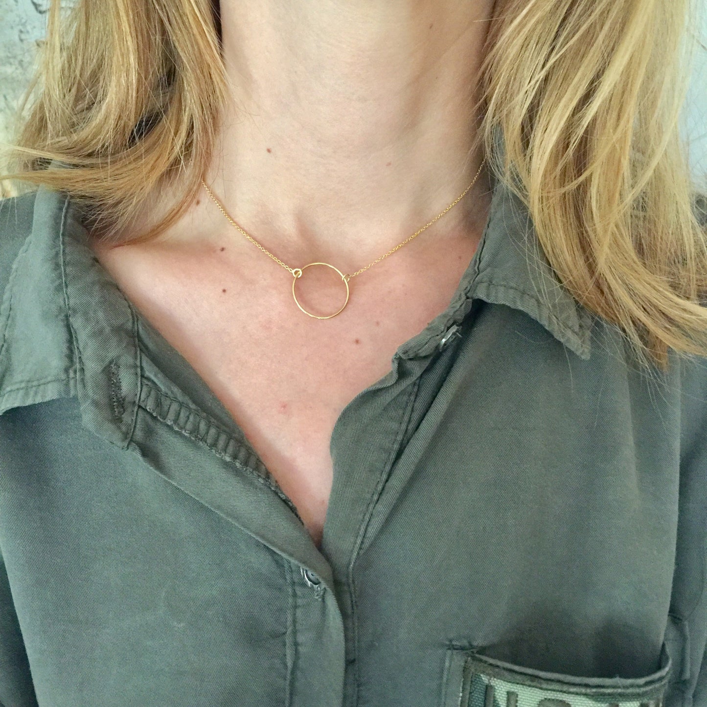 Collar Aro de Plata con Baño de Oro