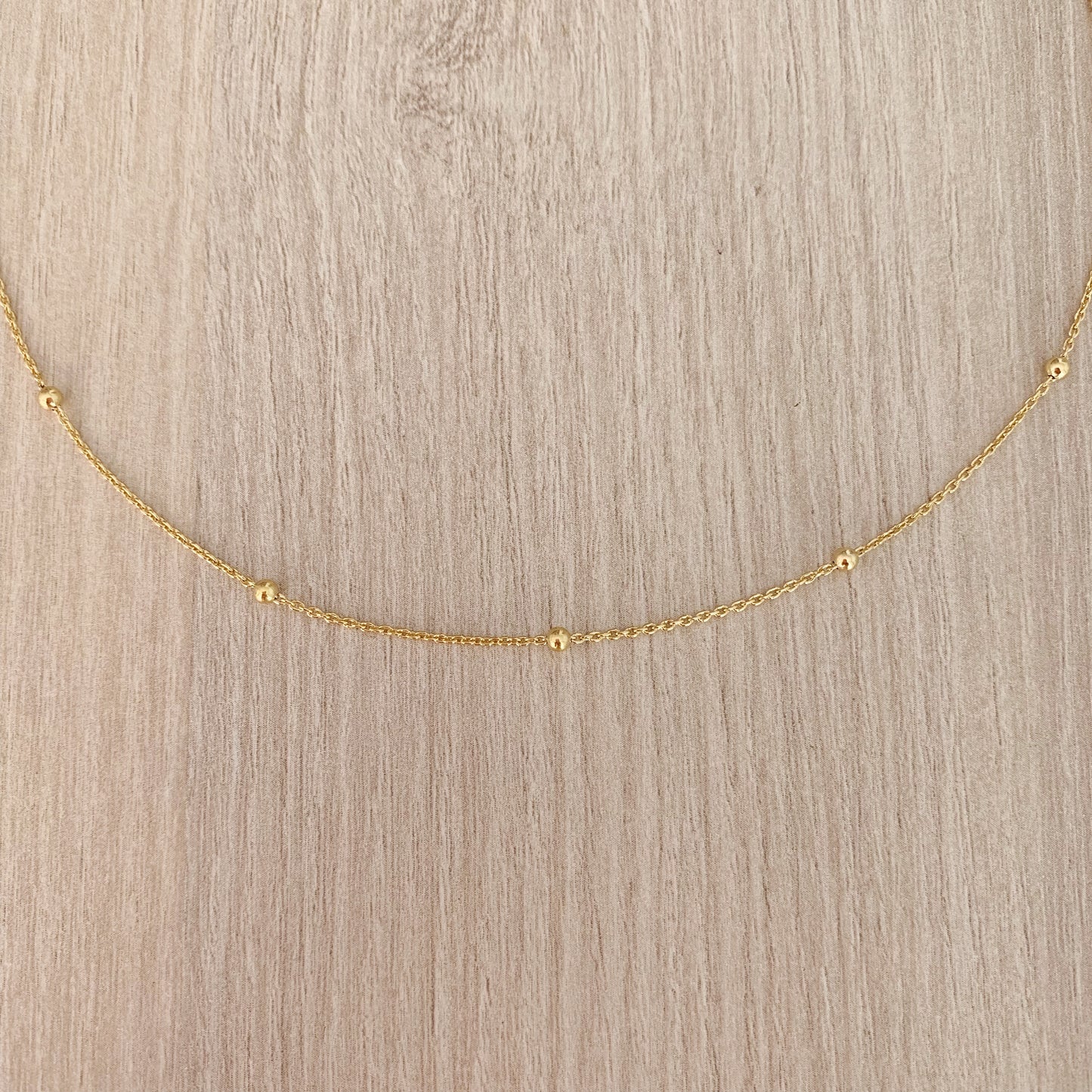 Collar Cadena de Bolitas de Plata con Baño de Oro