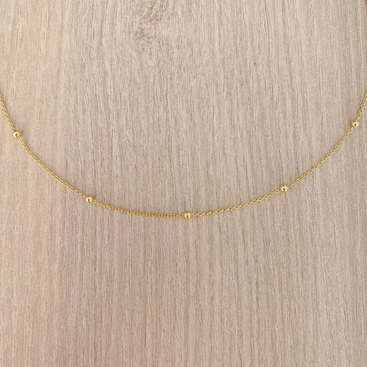 Collar Cadena de Bolitas de Plata con Baño de Oro