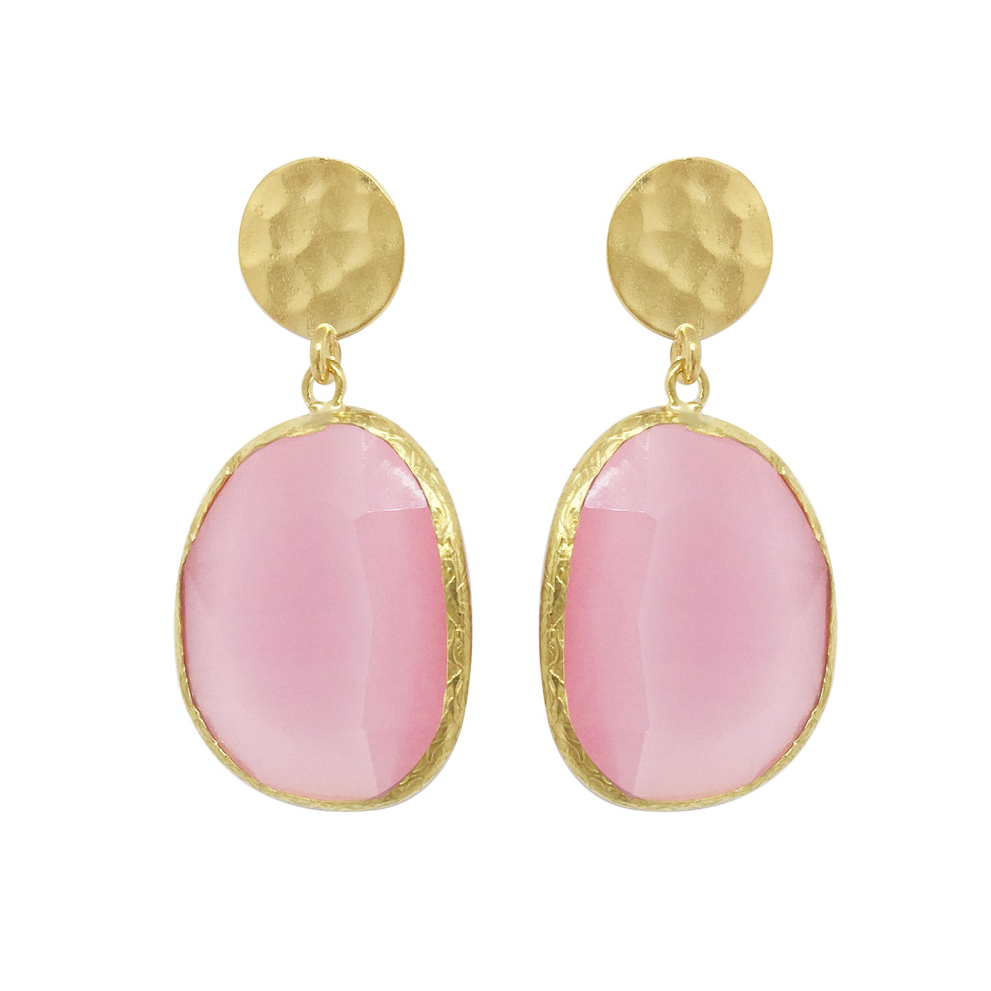 Pendientes Grandes Piedra colgante irregular Rosa