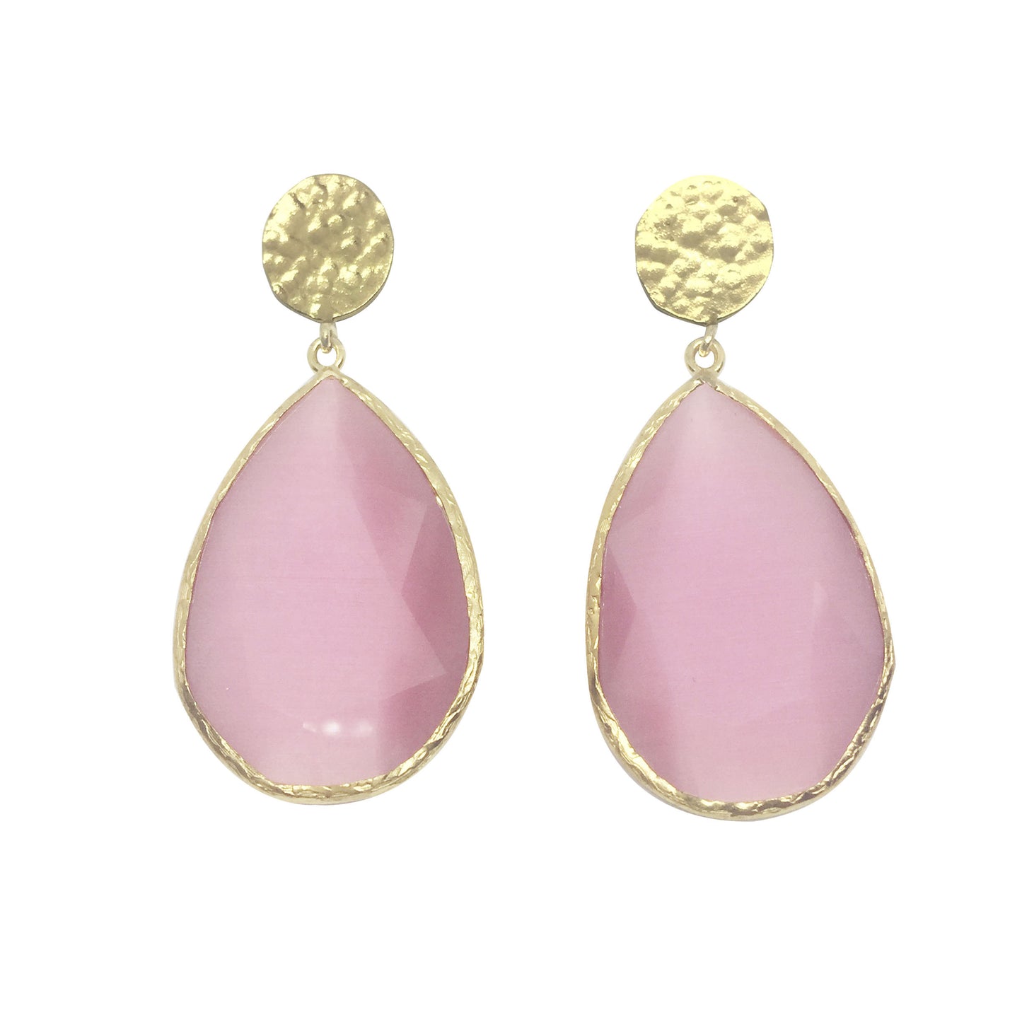 Pendientes Grandes Piedra colgante Rosa