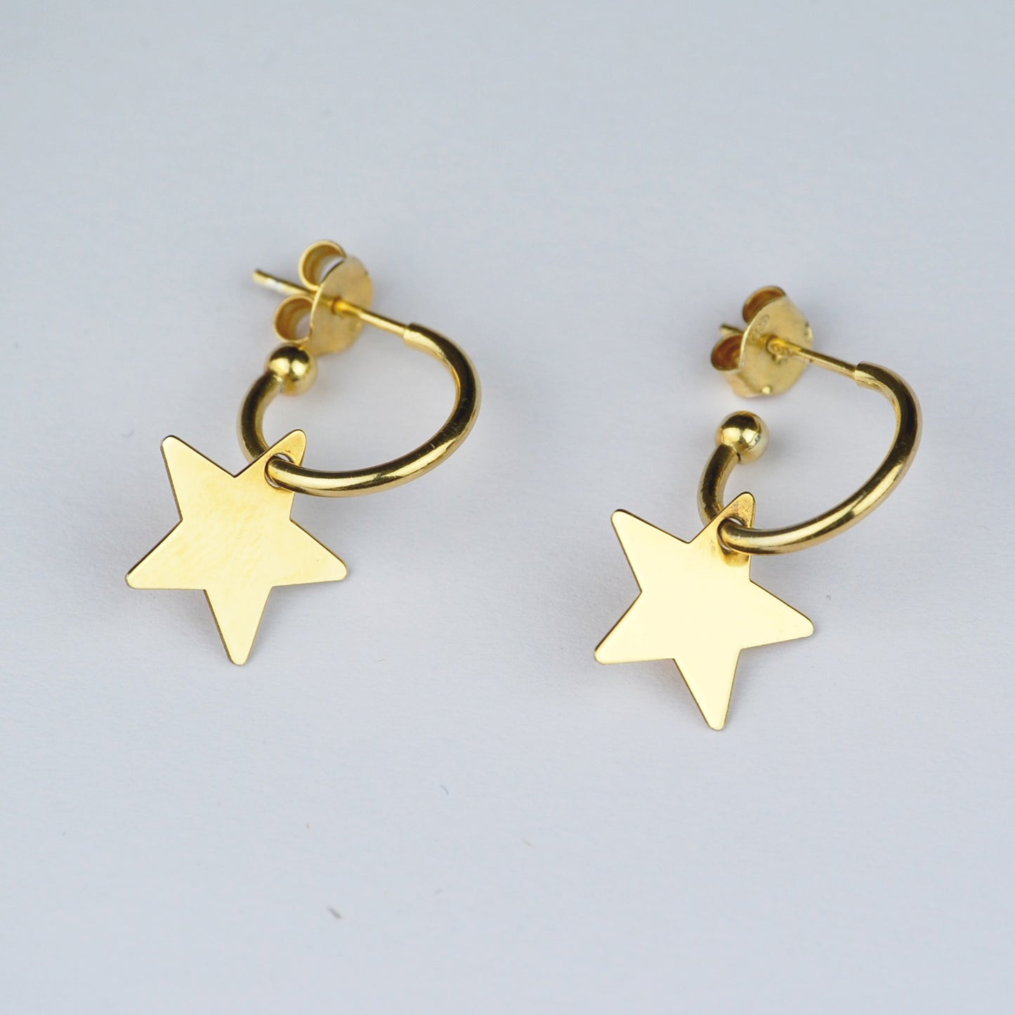 Pendientes Aro y Estrella de Plata con Baño de Oro