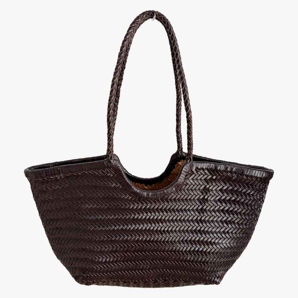Bolso Capazo Marrón Chocolate de Piel Trenzada