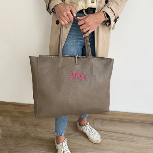 Bolso Shopping Topo de Piel Personalizado con Iniciales