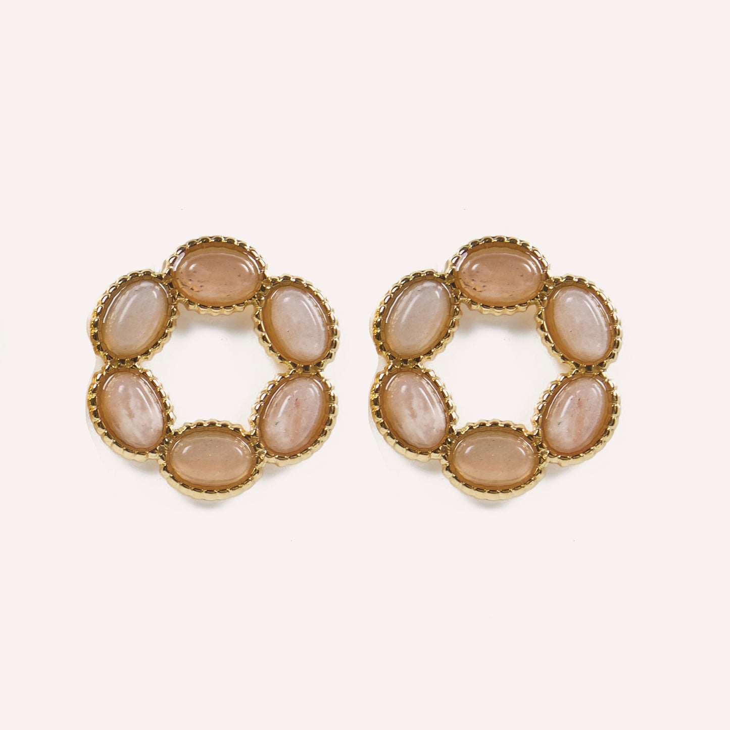 Pendientes Aro Plano con Piedras Salmon